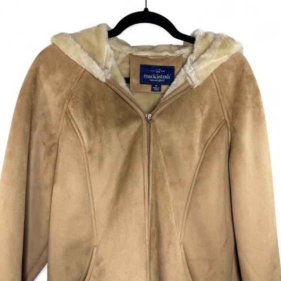 Mackintosh Faux Suede Shearling Hooded Jacket Size M Y2K Cozy Western Cabincore - Picture 5 of 11